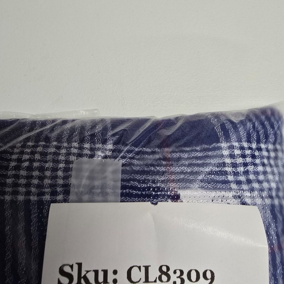 Habitat Womens Top Small Blue Button Up Plaid Long Sleeve Gauzy Lagenlook - Picture 13 of 13